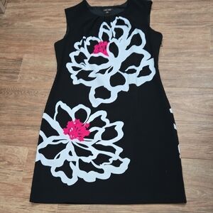 Voir Voir Black Dress with White and Pink Floral Design